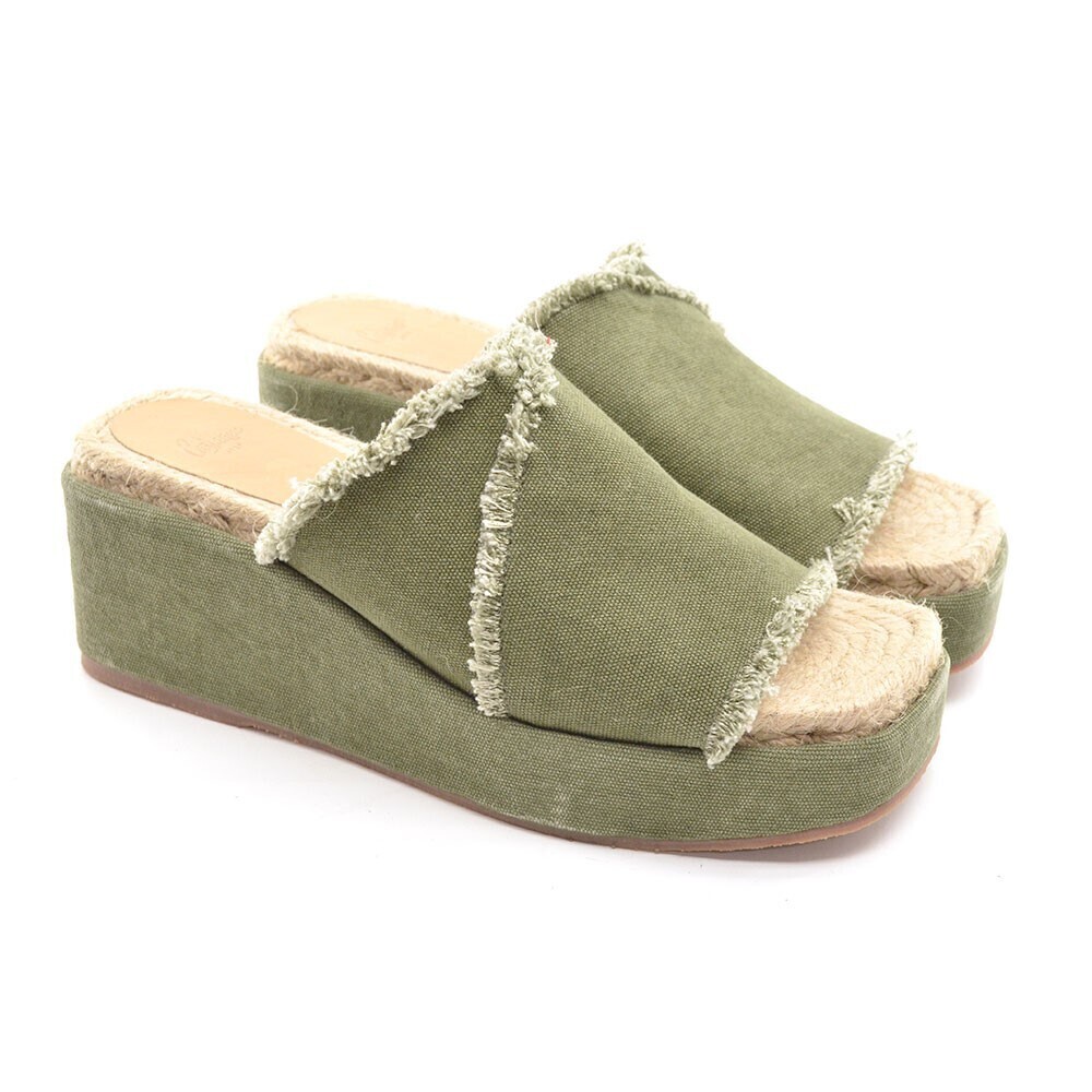 Castaner Elenora Espadrille Olive Canvas Sandals 40 New